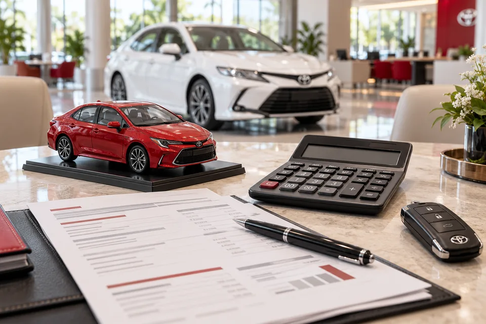 Minh họa dự toán chi phí mua xe Toyota tại showroom
